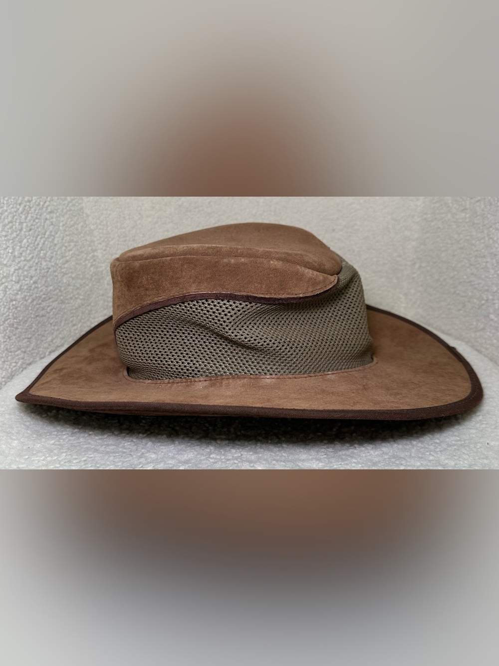 Head N Home Hat Brown Outback Men Leather Mesh Safari Western Cowboy Wide Brim L - Picture 5 of 12